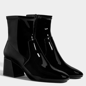 mid heel patent boots